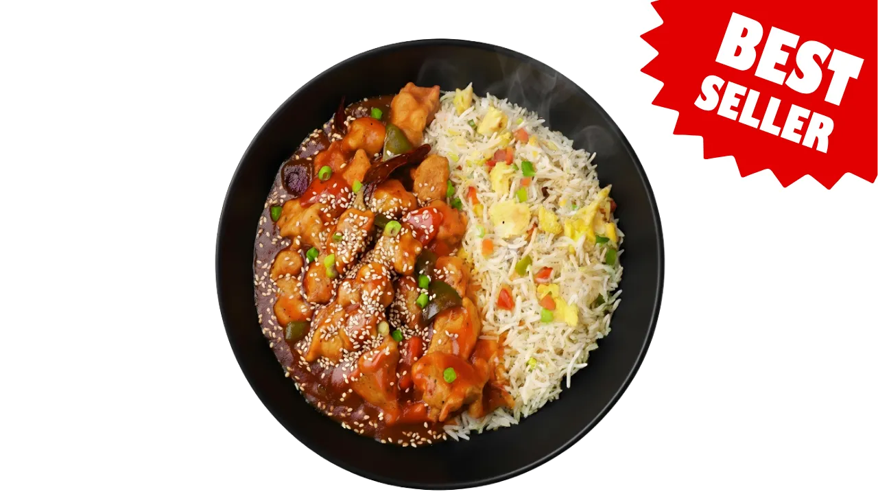 Chicken Manchurian With Rice Platter